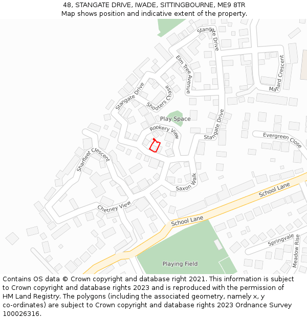 48, STANGATE DRIVE, IWADE, SITTINGBOURNE, ME9 8TR: Location map and indicative extent of plot