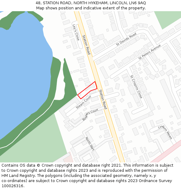 48, STATION ROAD, NORTH HYKEHAM, LINCOLN, LN6 9AQ: Location map and indicative extent of plot