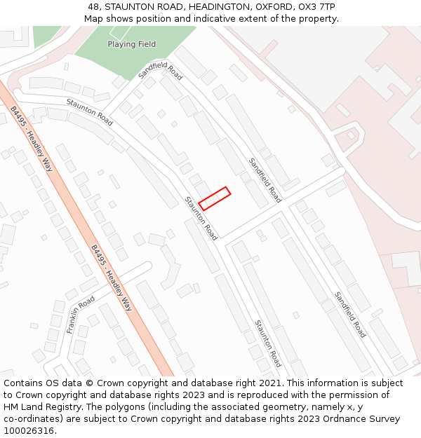 48, STAUNTON ROAD, HEADINGTON, OXFORD, OX3 7TP: Location map and indicative extent of plot