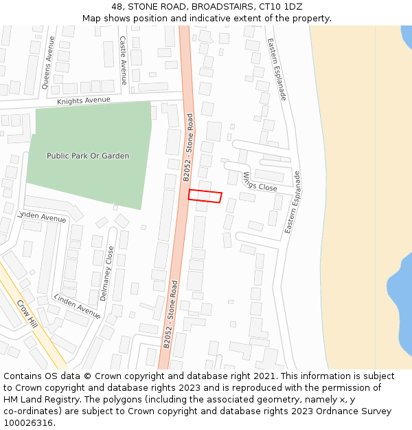 48, STONE ROAD, BROADSTAIRS, CT10 1DZ: Location map and indicative extent of plot