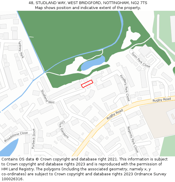 48, STUDLAND WAY, WEST BRIDGFORD, NOTTINGHAM, NG2 7TS: Location map and indicative extent of plot