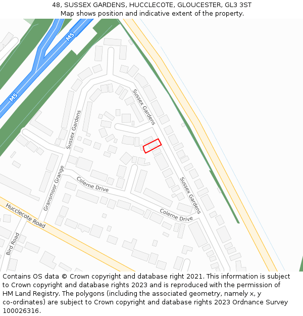 48, SUSSEX GARDENS, HUCCLECOTE, GLOUCESTER, GL3 3ST: Location map and indicative extent of plot