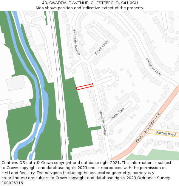 48, SWADDALE AVENUE, CHESTERFIELD, S41 0SU: Location map and indicative extent of plot