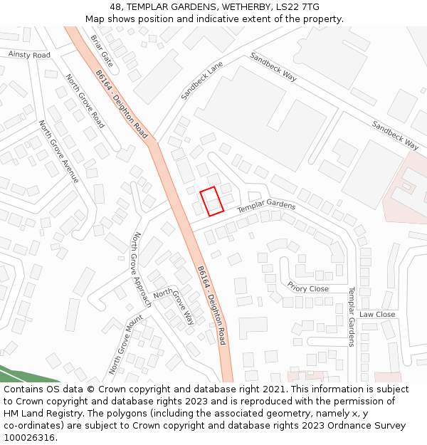 48, TEMPLAR GARDENS, WETHERBY, LS22 7TG: Location map and indicative extent of plot