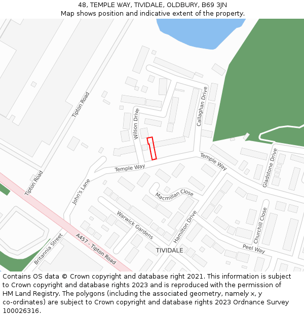 48, TEMPLE WAY, TIVIDALE, OLDBURY, B69 3JN: Location map and indicative extent of plot
