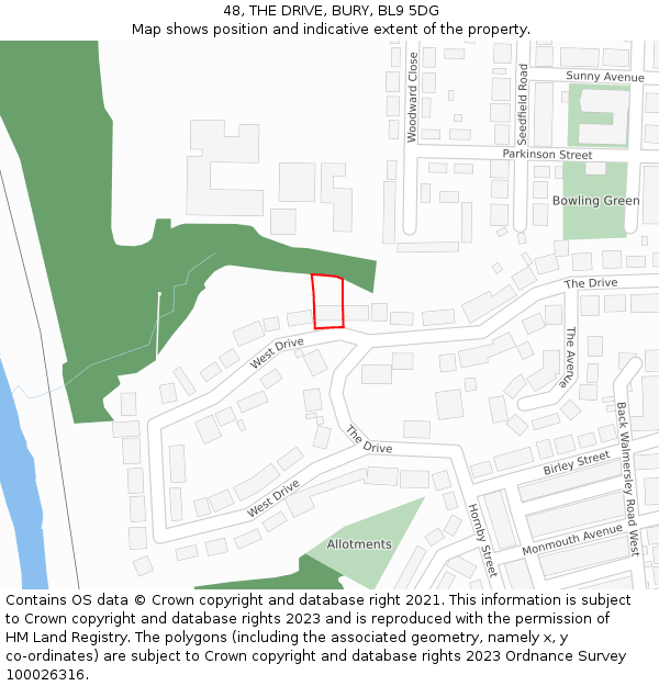 48, THE DRIVE, BURY, BL9 5DG: Location map and indicative extent of plot