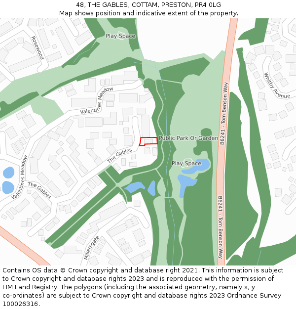 48, THE GABLES, COTTAM, PRESTON, PR4 0LG: Location map and indicative extent of plot