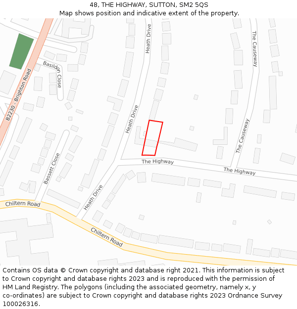 48, THE HIGHWAY, SUTTON, SM2 5QS: Location map and indicative extent of plot