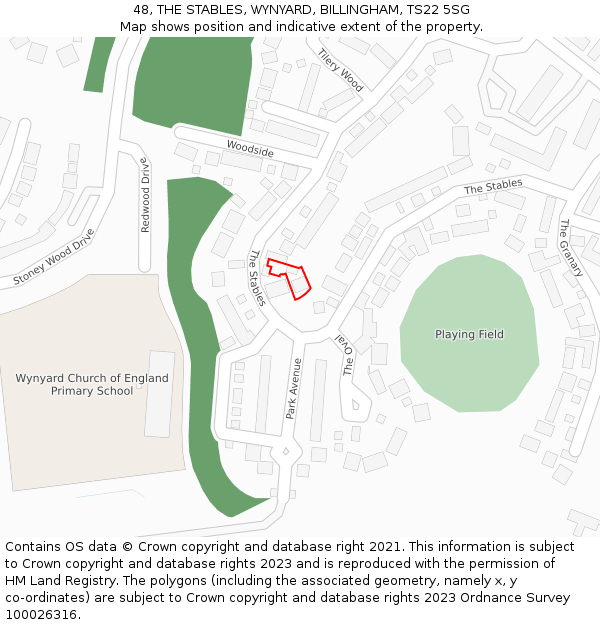 48, THE STABLES, WYNYARD, BILLINGHAM, TS22 5SG: Location map and indicative extent of plot