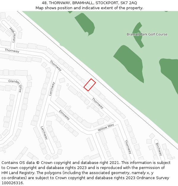 48, THORNWAY, BRAMHALL, STOCKPORT, SK7 2AQ: Location map and indicative extent of plot