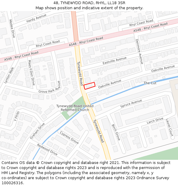 48, TYNEWYDD ROAD, RHYL, LL18 3SR: Location map and indicative extent of plot