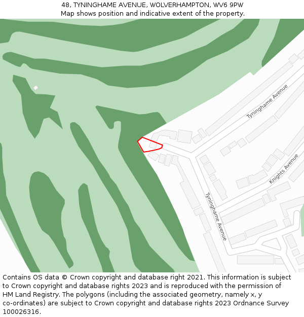 48, TYNINGHAME AVENUE, WOLVERHAMPTON, WV6 9PW: Location map and indicative extent of plot