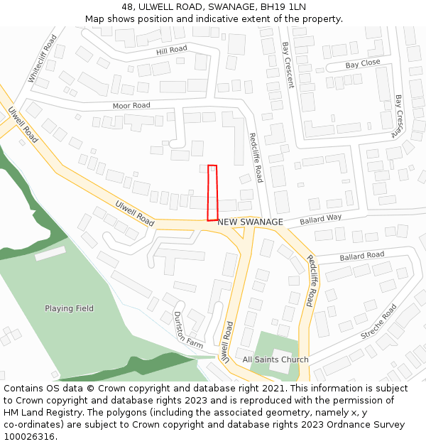 48, ULWELL ROAD, SWANAGE, BH19 1LN: Location map and indicative extent of plot