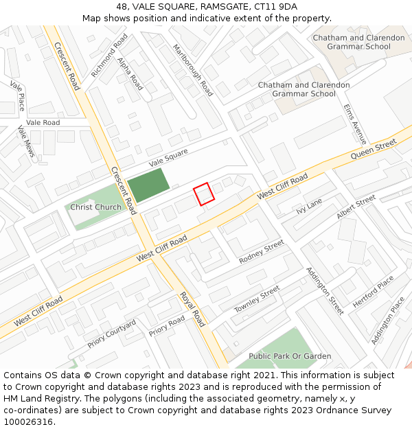 48, VALE SQUARE, RAMSGATE, CT11 9DA: Location map and indicative extent of plot