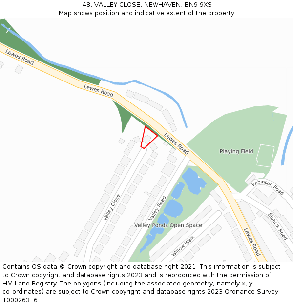 48, VALLEY CLOSE, NEWHAVEN, BN9 9XS: Location map and indicative extent of plot