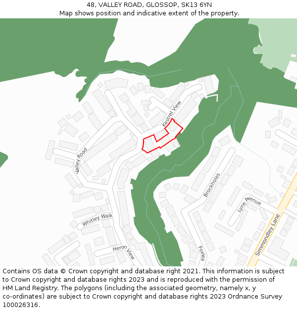 48, VALLEY ROAD, GLOSSOP, SK13 6YN: Location map and indicative extent of plot