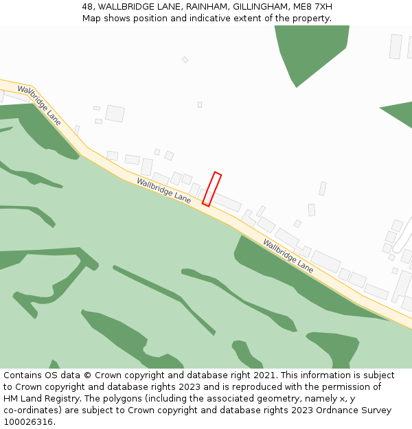 48, WALLBRIDGE LANE, RAINHAM, GILLINGHAM, ME8 7XH: Location map and indicative extent of plot