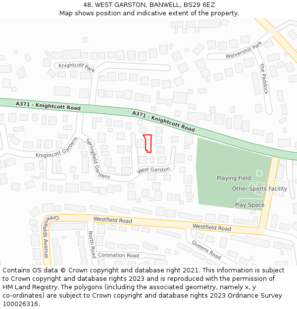 48, WEST GARSTON, BANWELL, BS29 6EZ: Location map and indicative extent of plot