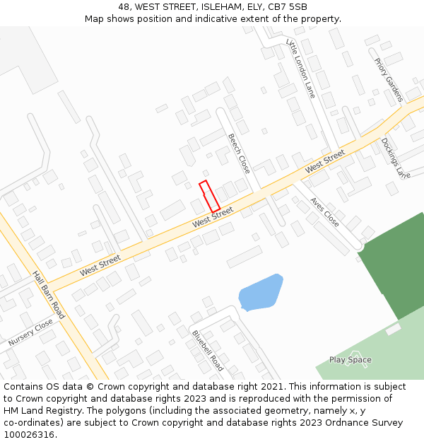 48, WEST STREET, ISLEHAM, ELY, CB7 5SB: Location map and indicative extent of plot