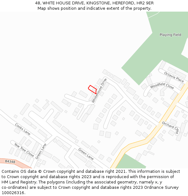 48, WHITE HOUSE DRIVE, KINGSTONE, HEREFORD, HR2 9ER: Location map and indicative extent of plot