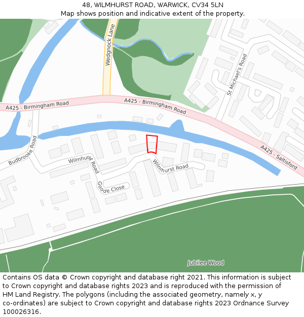 48, WILMHURST ROAD, WARWICK, CV34 5LN: Location map and indicative extent of plot