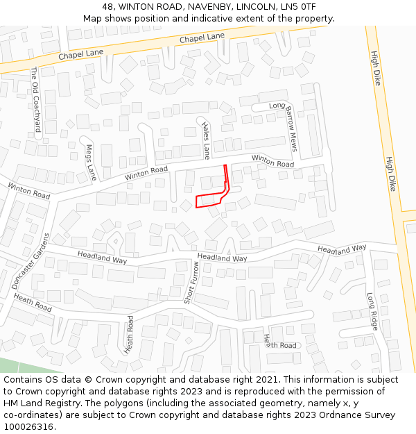 48, WINTON ROAD, NAVENBY, LINCOLN, LN5 0TF: Location map and indicative extent of plot