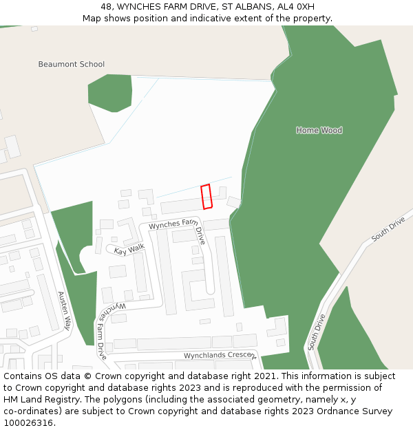 48, WYNCHES FARM DRIVE, ST ALBANS, AL4 0XH: Location map and indicative extent of plot