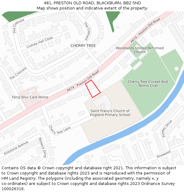 481, PRESTON OLD ROAD, BLACKBURN, BB2 5ND: Location map and indicative extent of plot