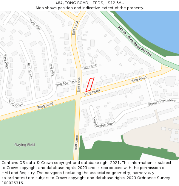 484, TONG ROAD, LEEDS, LS12 5AU: Location map and indicative extent of plot