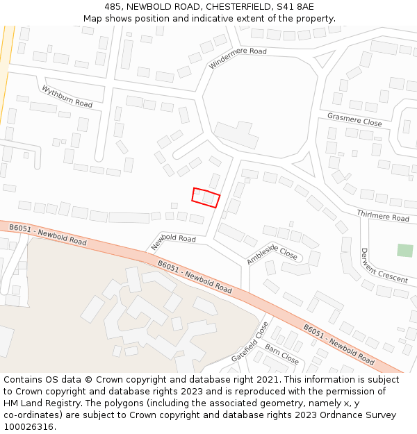 485, NEWBOLD ROAD, CHESTERFIELD, S41 8AE: Location map and indicative extent of plot