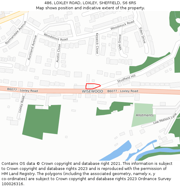 486, LOXLEY ROAD, LOXLEY, SHEFFIELD, S6 6RS: Location map and indicative extent of plot