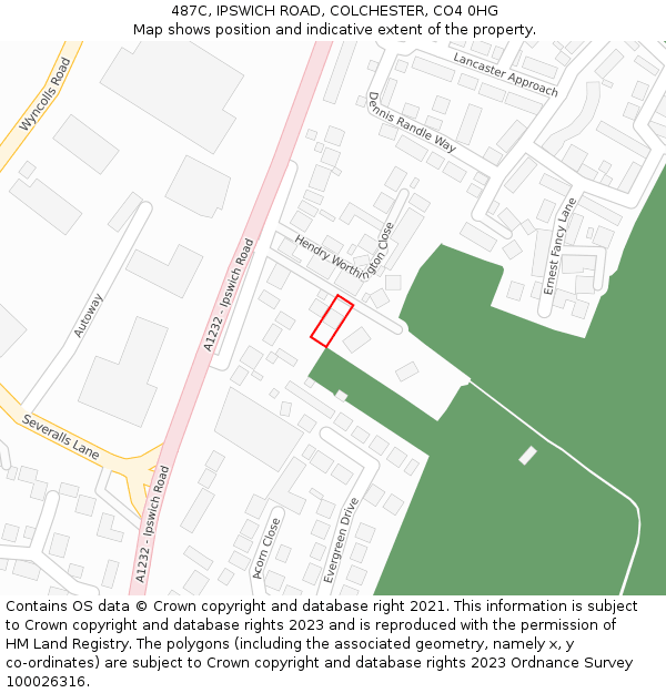 487C, IPSWICH ROAD, COLCHESTER, CO4 0HG: Location map and indicative extent of plot