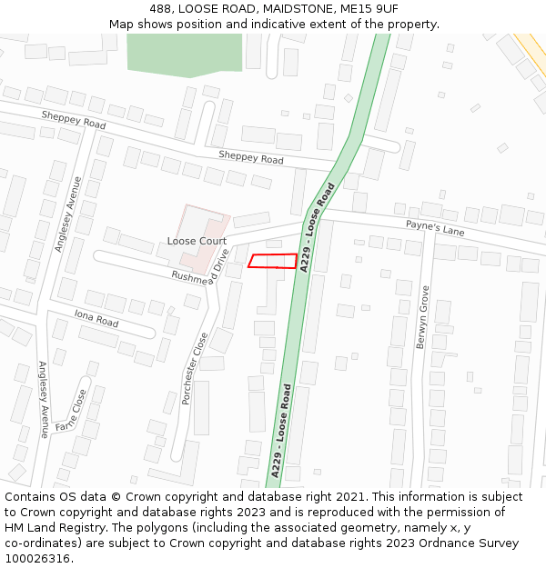 488, LOOSE ROAD, MAIDSTONE, ME15 9UF: Location map and indicative extent of plot