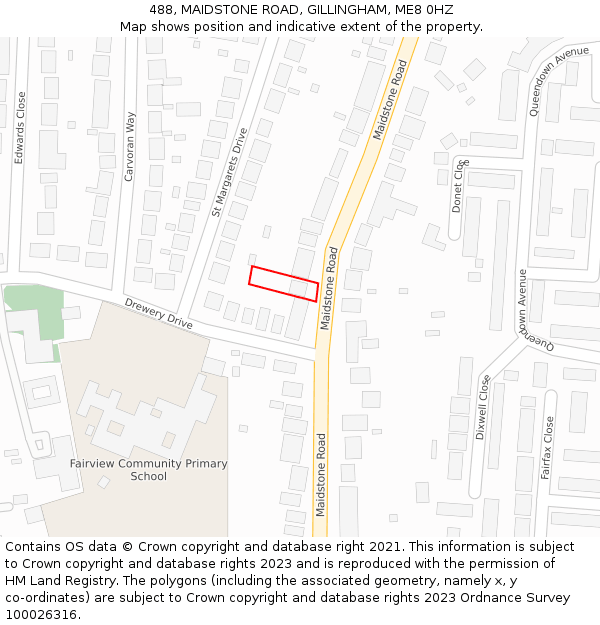 488, MAIDSTONE ROAD, GILLINGHAM, ME8 0HZ: Location map and indicative extent of plot