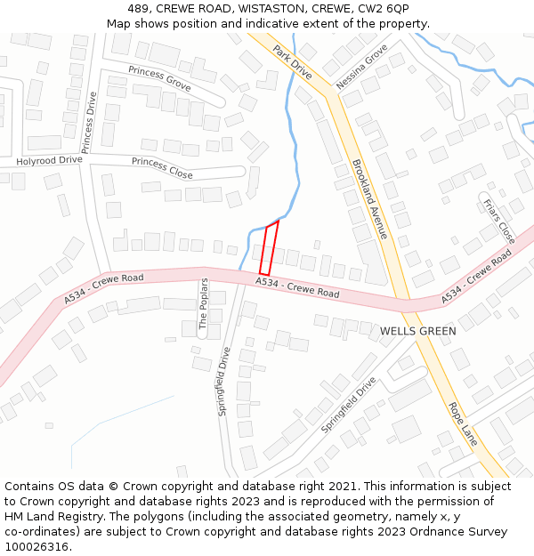 489, CREWE ROAD, WISTASTON, CREWE, CW2 6QP: Location map and indicative extent of plot