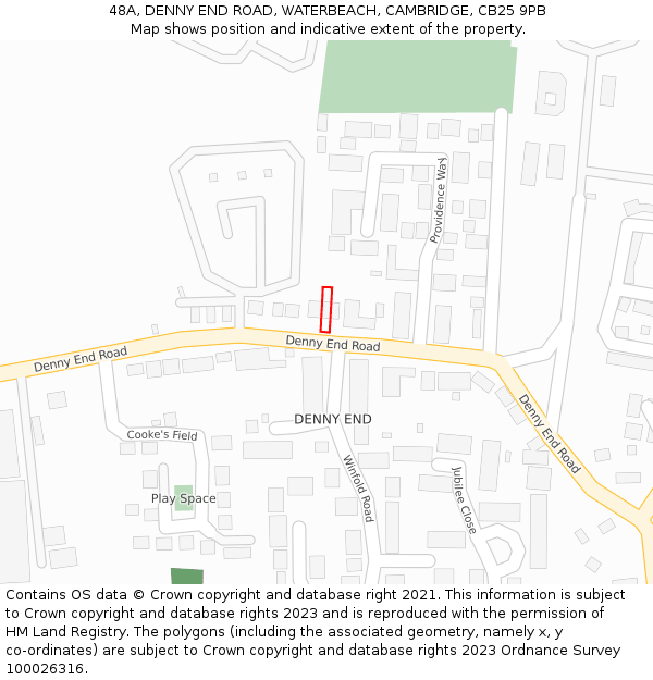 48A, DENNY END ROAD, WATERBEACH, CAMBRIDGE, CB25 9PB: Location map and indicative extent of plot