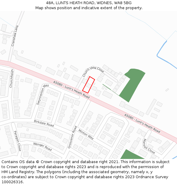 48A, LUNTS HEATH ROAD, WIDNES, WA8 5BG: Location map and indicative extent of plot