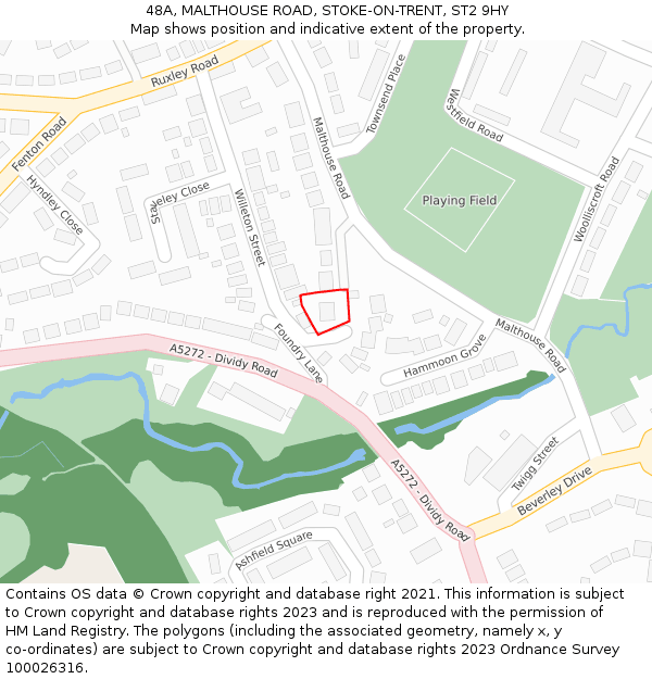 48A, MALTHOUSE ROAD, STOKE-ON-TRENT, ST2 9HY: Location map and indicative extent of plot