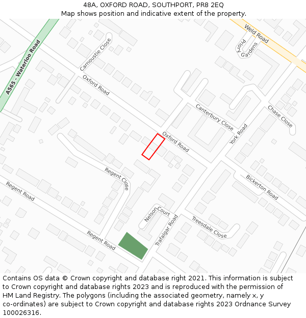 48A, OXFORD ROAD, SOUTHPORT, PR8 2EQ: Location map and indicative extent of plot