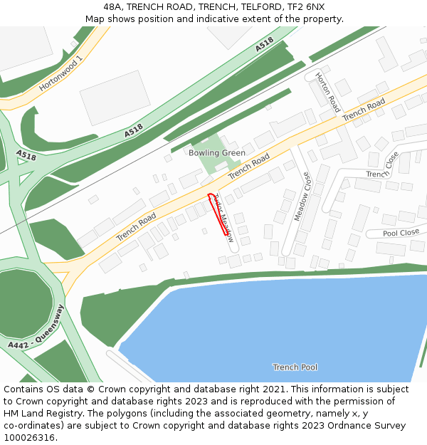 48A, TRENCH ROAD, TRENCH, TELFORD, TF2 6NX: Location map and indicative extent of plot