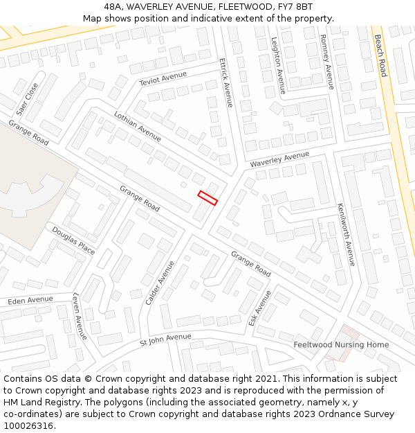 48A, WAVERLEY AVENUE, FLEETWOOD, FY7 8BT: Location map and indicative extent of plot