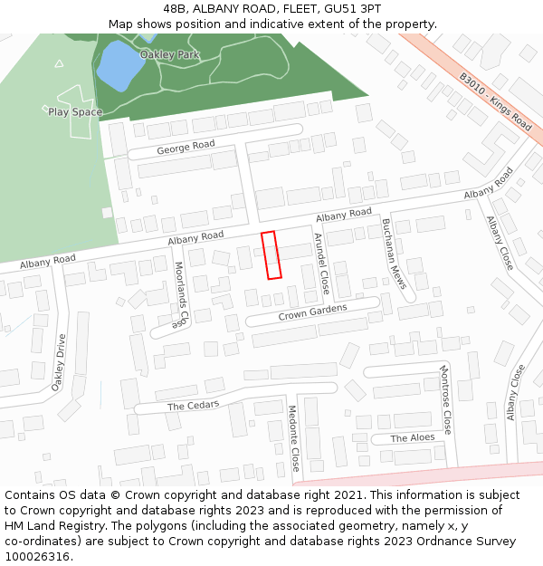 48B, ALBANY ROAD, FLEET, GU51 3PT: Location map and indicative extent of plot