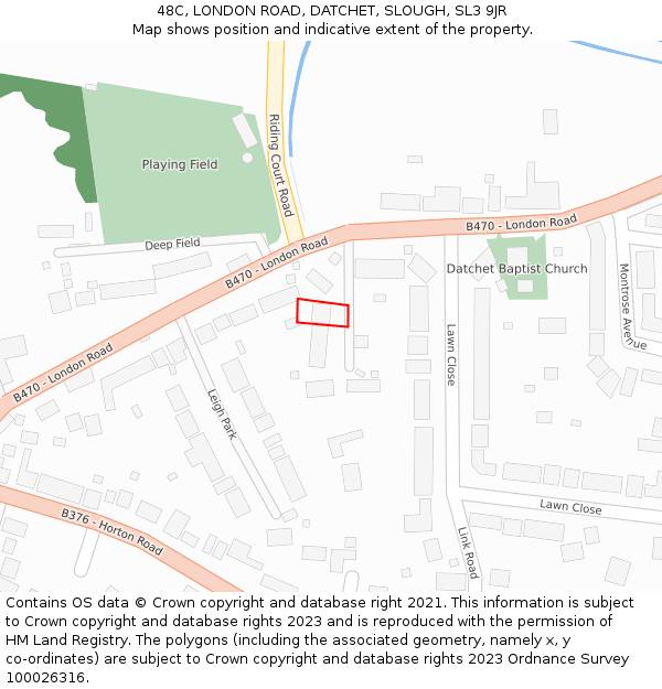 48C, LONDON ROAD, DATCHET, SLOUGH, SL3 9JR: Location map and indicative extent of plot