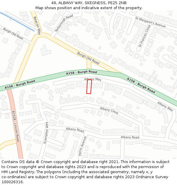 49, ALBANY WAY, SKEGNESS, PE25 2NB: Location map and indicative extent of plot