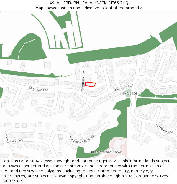 49, ALLERBURN LEA, ALNWICK, NE66 2NQ: Location map and indicative extent of plot