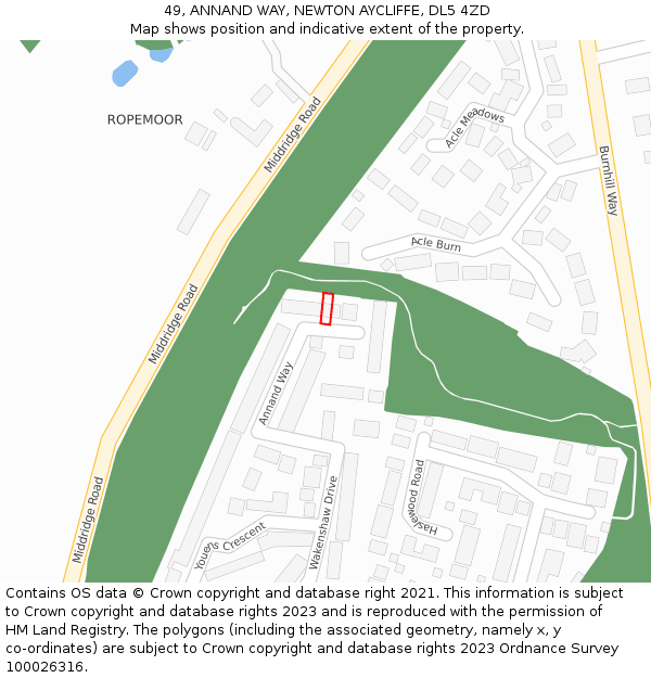 49, ANNAND WAY, NEWTON AYCLIFFE, DL5 4ZD: Location map and indicative extent of plot