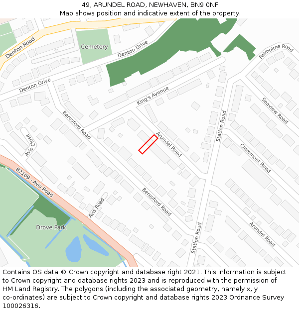 49, ARUNDEL ROAD, NEWHAVEN, BN9 0NF: Location map and indicative extent of plot