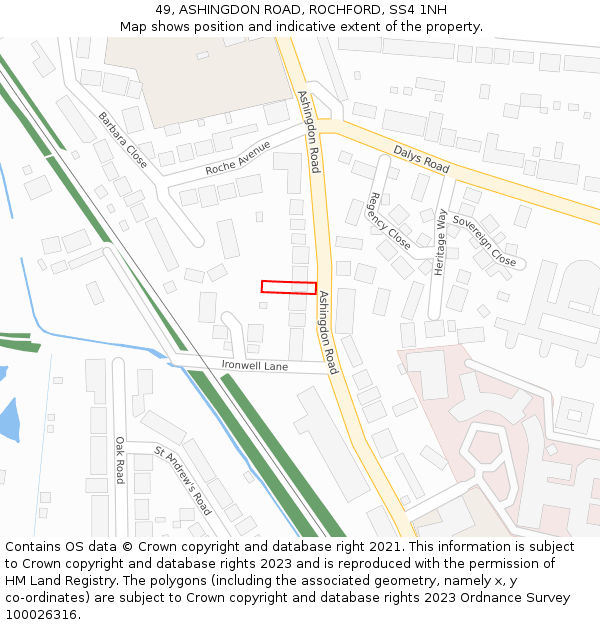 49, ASHINGDON ROAD, ROCHFORD, SS4 1NH: Location map and indicative extent of plot