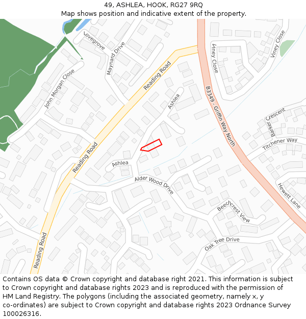 49, ASHLEA, HOOK, RG27 9RQ: Location map and indicative extent of plot