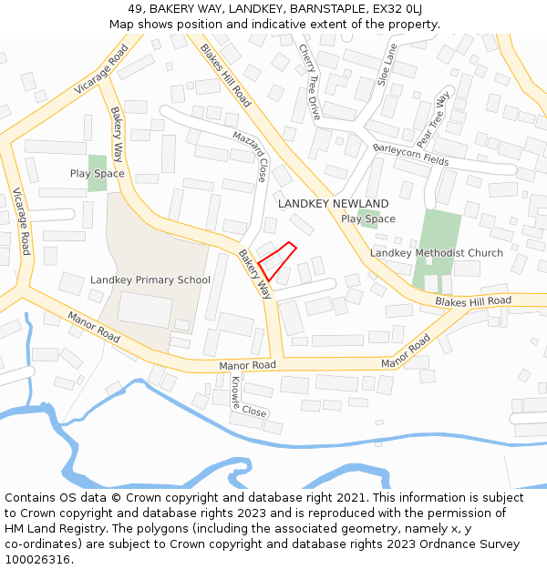 49, BAKERY WAY, LANDKEY, BARNSTAPLE, EX32 0LJ: Location map and indicative extent of plot
